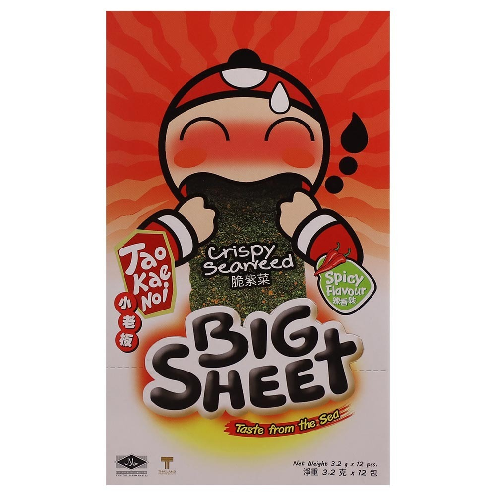Tao Kae Noi Big Sheet Seaweed #Spicy 3.2G x 12's