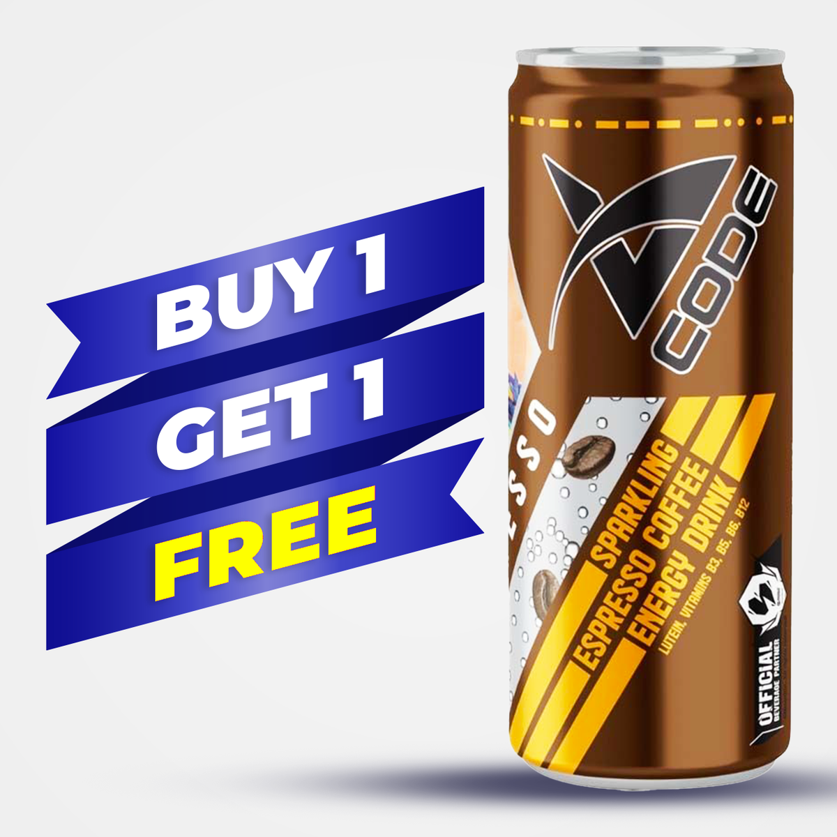 V-Code Energy Drink Can #Espresso Coffee 330ML x 24's