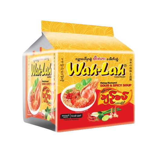 Wah Lah Instant Noodle #Shrimp Sour & Spicy Soup 60G x 5's x 6 Bundle